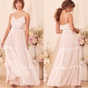 Lulu's Cream and White Tiered Maxi Sundress